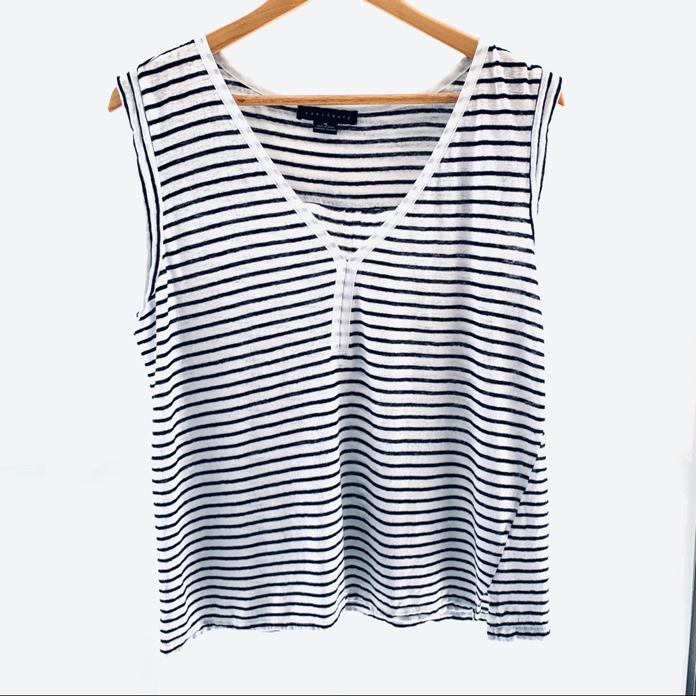 Sanctuary Knit Black and White Striped Tank XL
